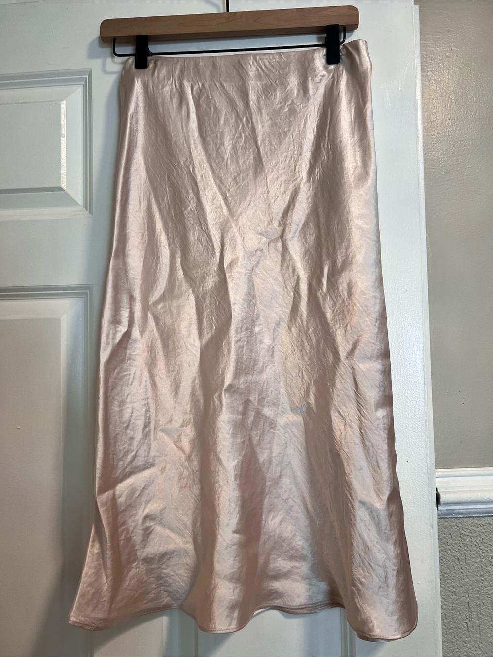 Aritzia Satin Maxi Skirt in Soft Blush